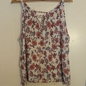 GAP Floral Sleeveless  Tie In Tge Back Loose Fit Blouse - Red and Blue